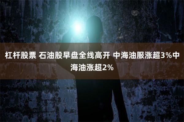杠杆股票 石油股早盘全线高开 中海油服涨超3%中海油涨超2%