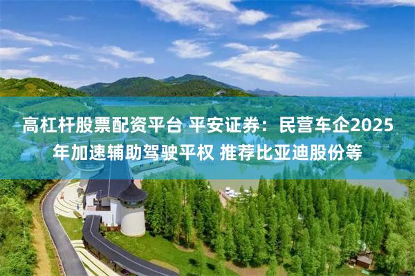 高杠杆股票配资平台 平安证券：民营车企2025年加速辅助驾驶平权 推荐比亚迪股份等