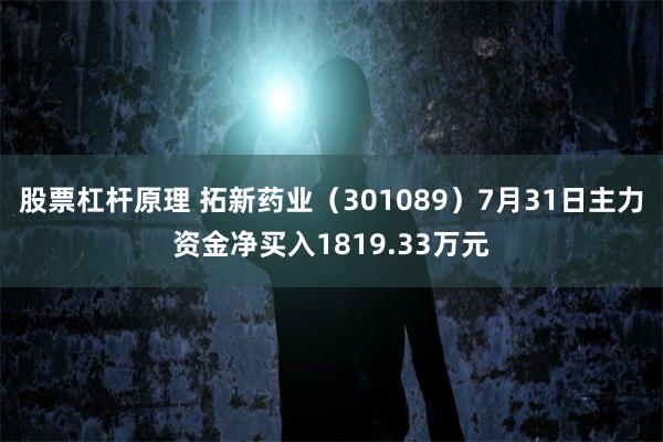 股票杠杆原理 拓新药业（301089）7月31日主力资金净买入1819.33万元