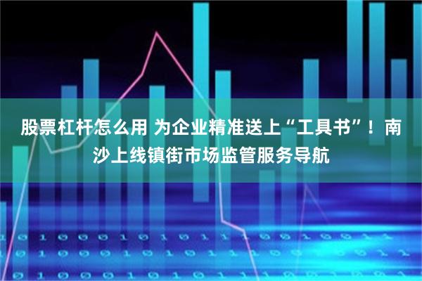 股票杠杆怎么用 为企业精准送上“工具书”！南沙上线镇街市场监管服务导航